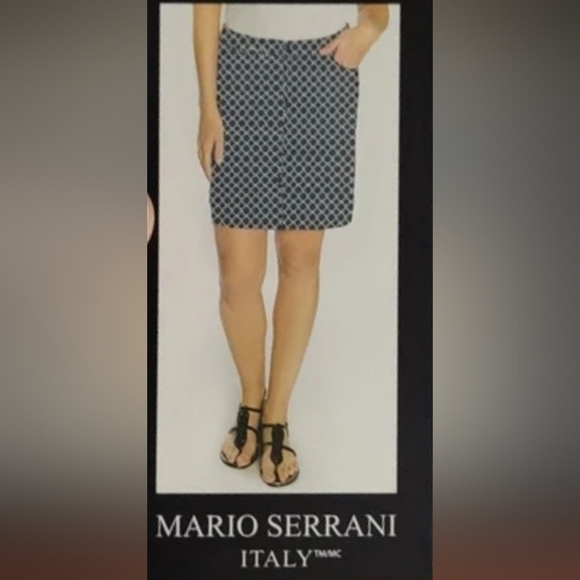 Mario  Serrani Comfort Stretch Skort Navy Blue White Morrocan Pattern Size Large - Picture 12 of 16
